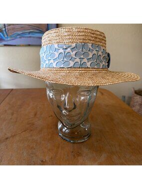 COACH  Raffia Brimmed Hat With Scarf NWT